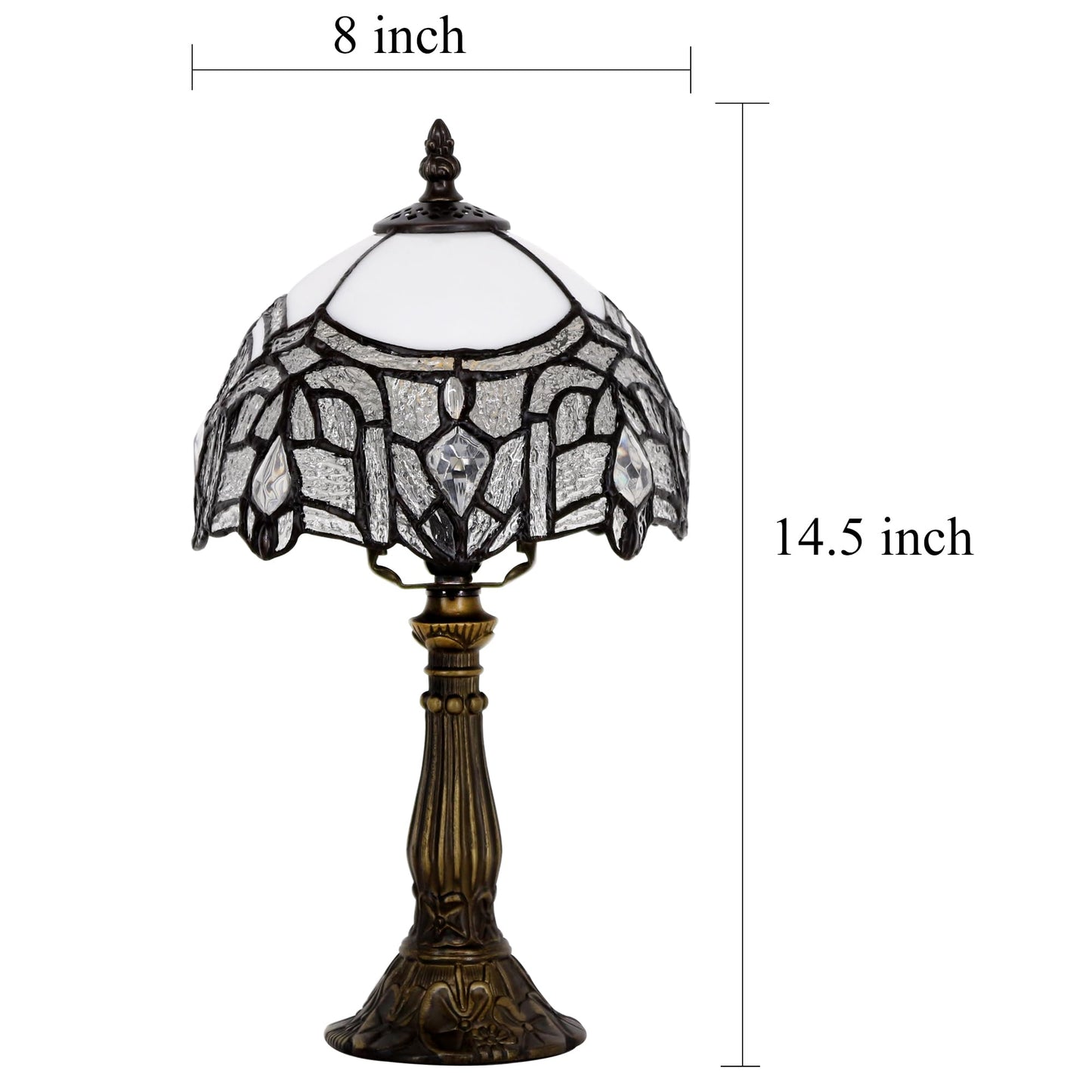SYETL Small Tiffany Lamp Stained Glass White Crystal Style Desk Lamp