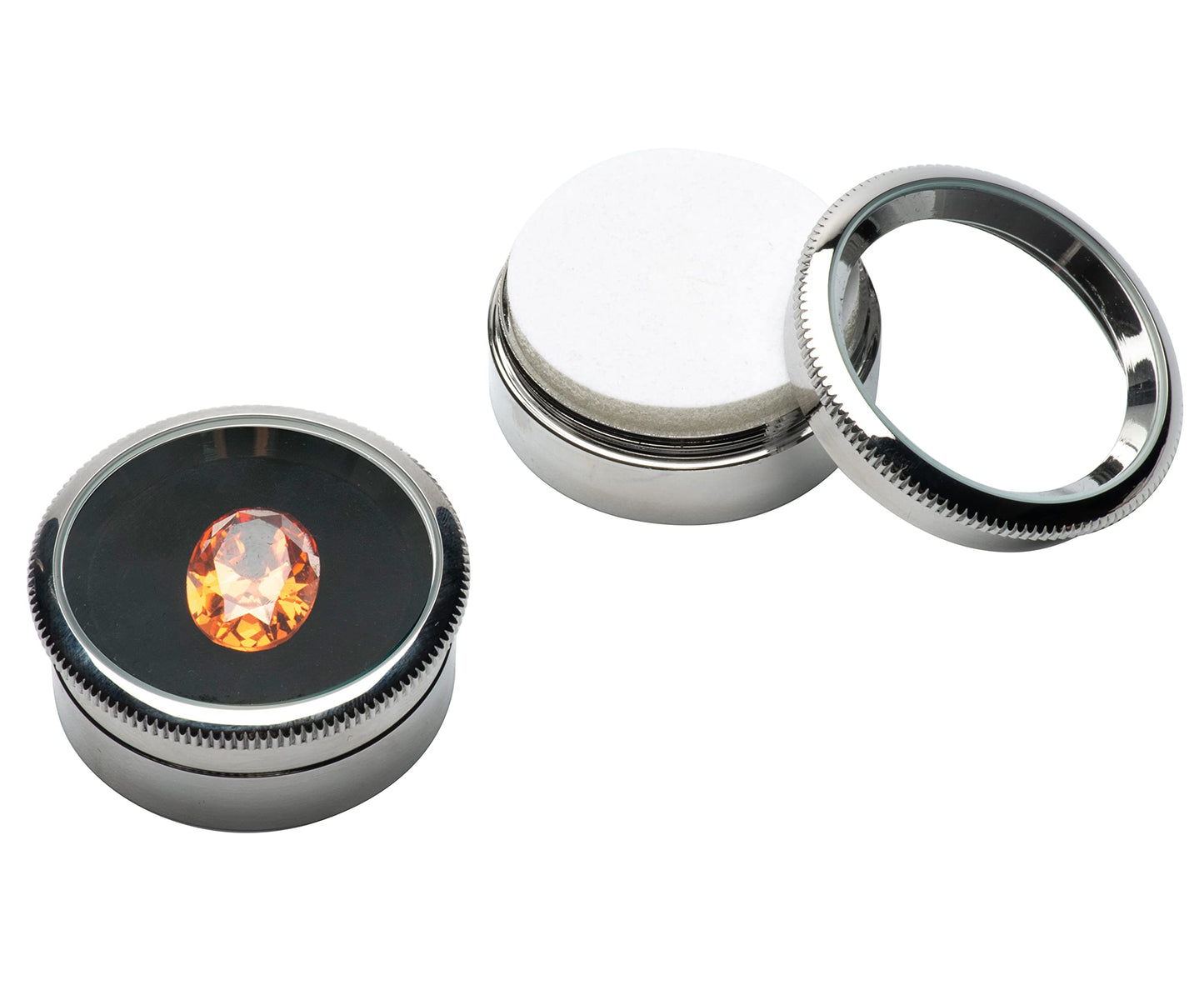 Giftop Small Loose Diamond or Gemstone Display Box Case Holder Show Container Metal (Silver- 1.7x0.7)