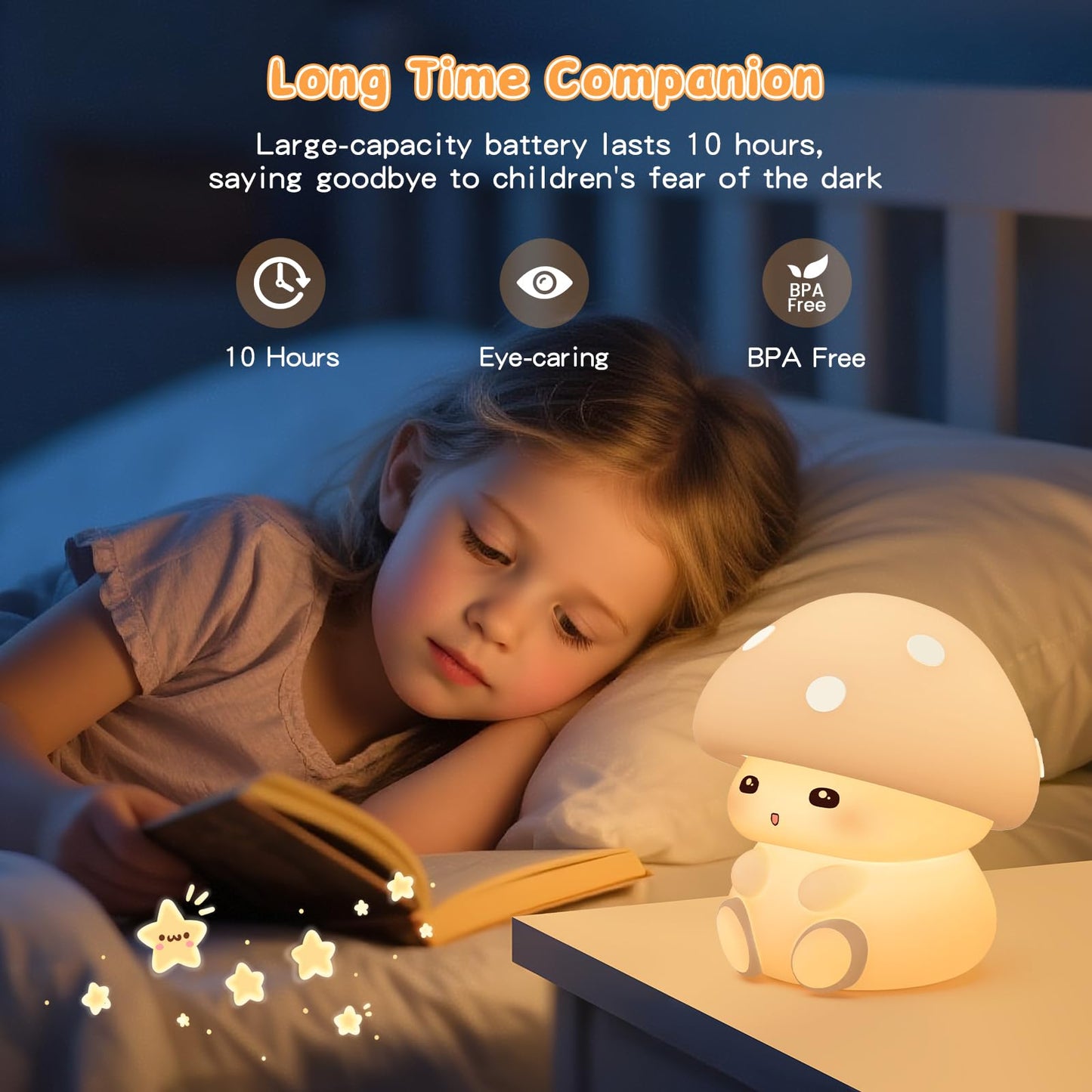 ICARER FAMILY Mushroom Night Light for Kids - Portable LED Nursery Lamp with Tap Control, 7 Color Changing, Dimmable Bedside Light for Baby Room, Toddler Birthday Gift