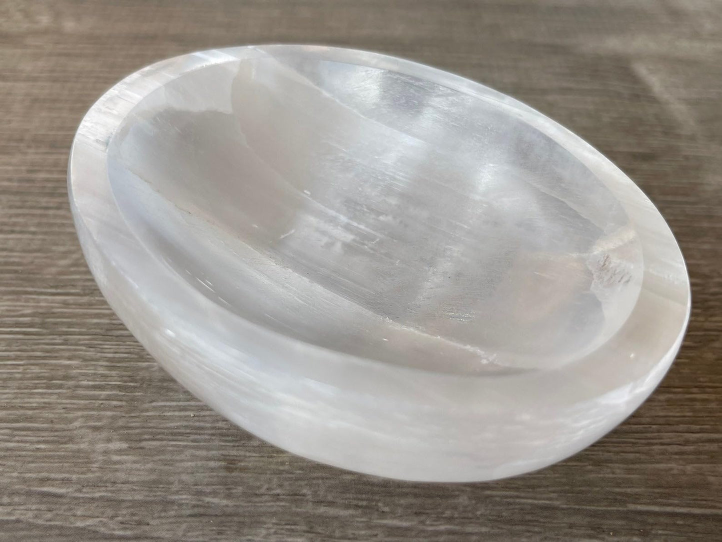 GAF TREASURES Gemstone Carved - 4" Selenite Oval Bowl, Selenite Crystal Polished Charging Bowl