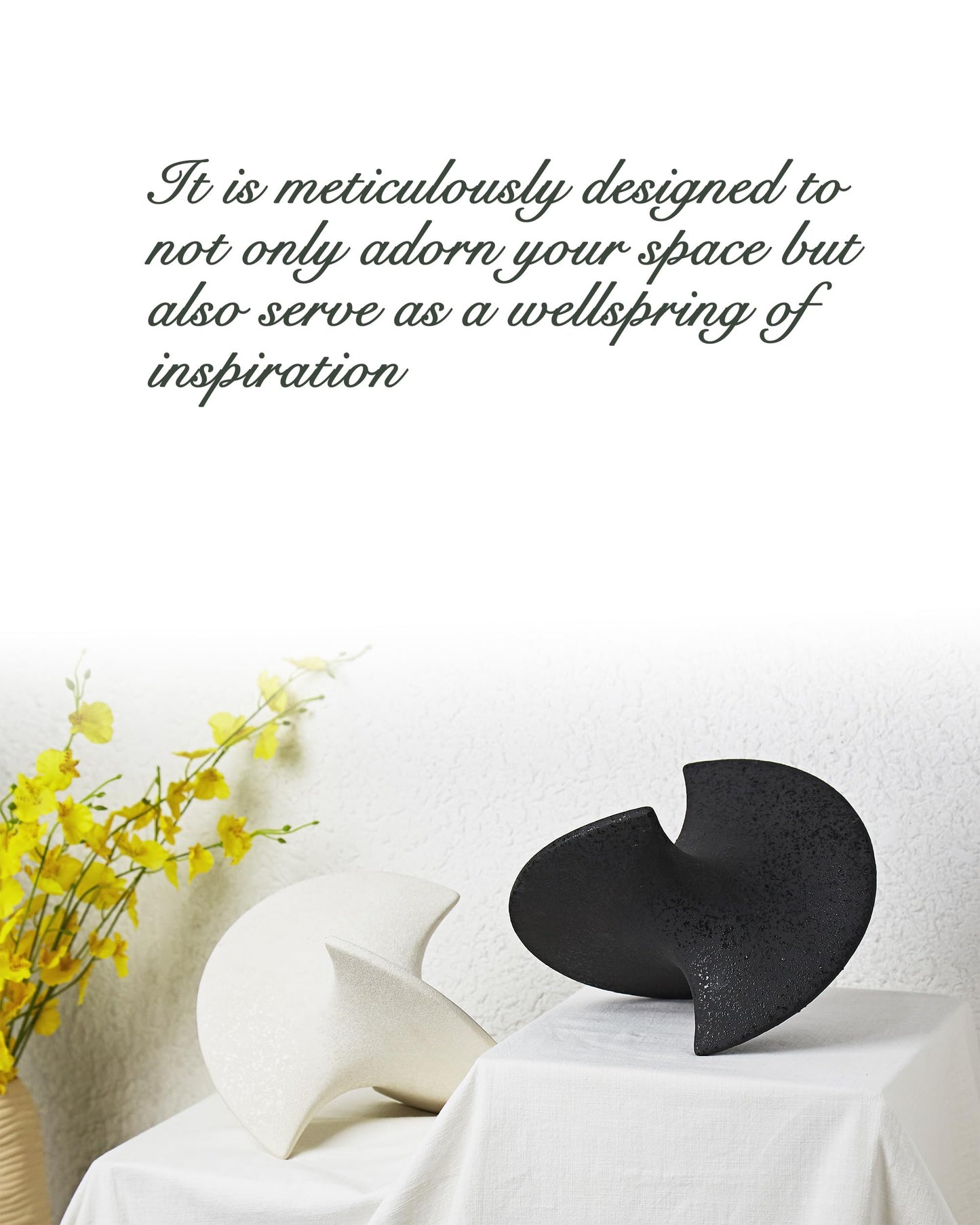 UPWOIGH Black Ceramic Inspired Decor, 5.12x7.28x5.12 in Handmade Premium Personalized Ceramic Balancing Sculpture for Living Room,Table Décor,1Pack