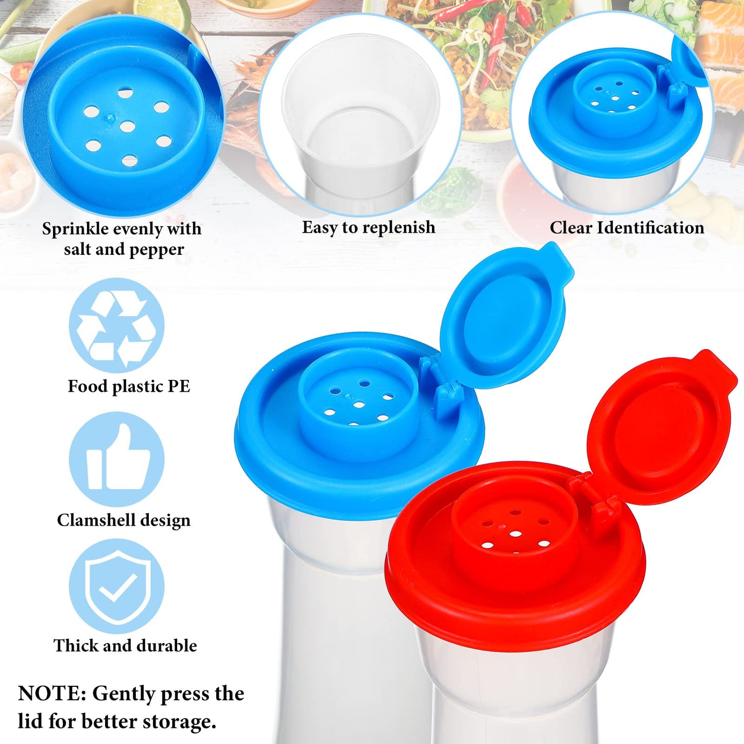 Lounsweer Set of 4 Plastic Salt and Pepper Shakers Hourglass Salt and Pepper Shakers with Lids Moisture Proof Set for Home Kitchen Restaurant Outdoors Camping Lunch