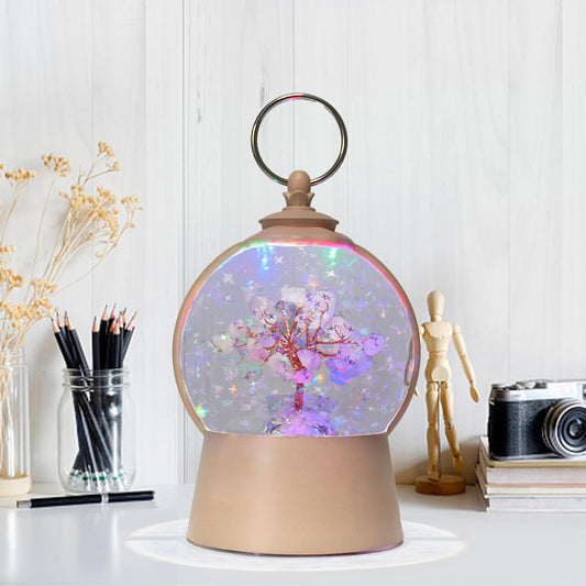 Rose Quartz Crystal Tree Water Lantern, Glitter Swirling with Color Changing Lights, Copper Wire Gemstone Tree, 6H Timer, Battery or DC Powered, Lucky Energy Meditation Home Office Desk Decor Gift