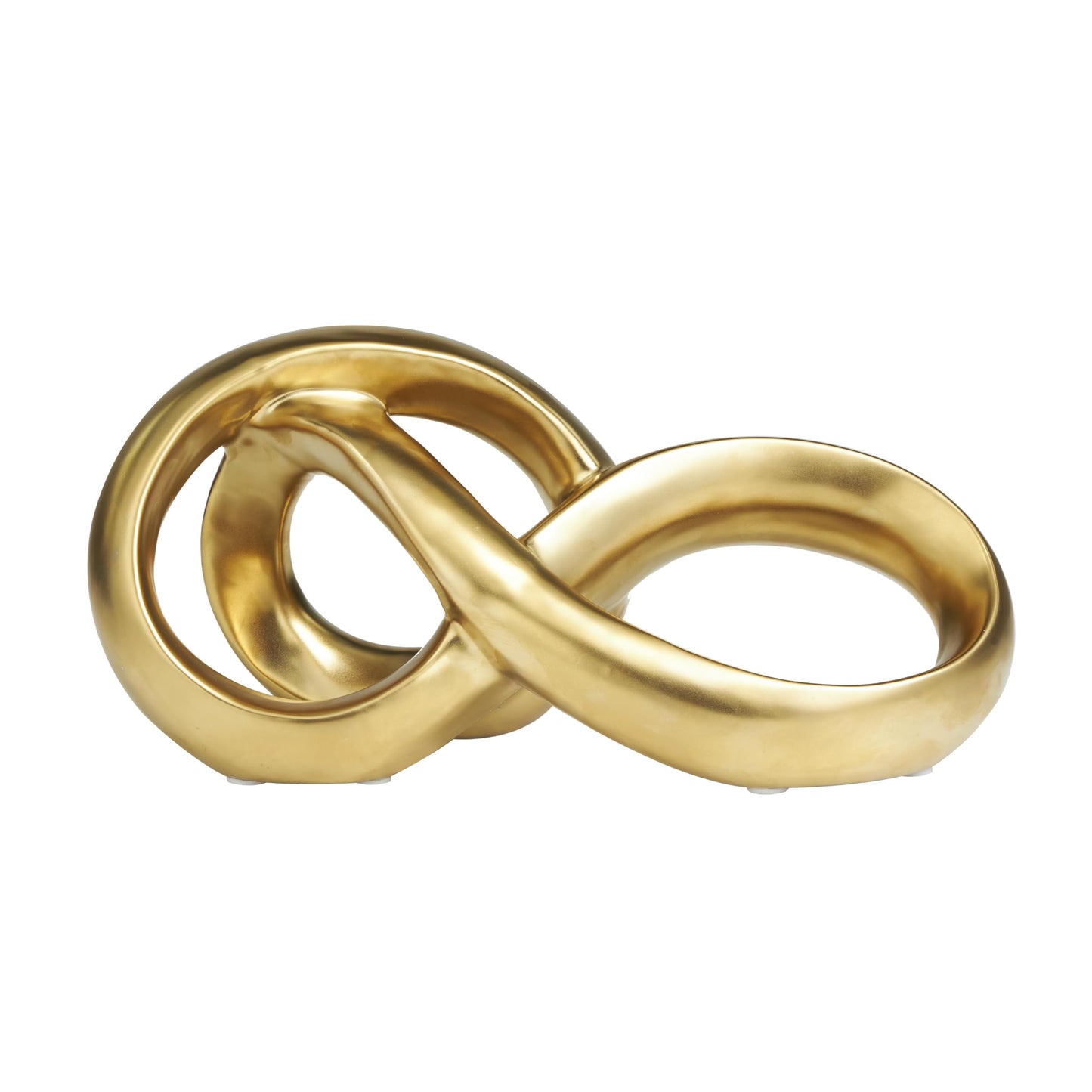 Deco 79 Ceramic Abstract Decorative Sculpture Infinity Loop Home Decor Statue, Accent Figurine 11" x 5" x 5", Gold