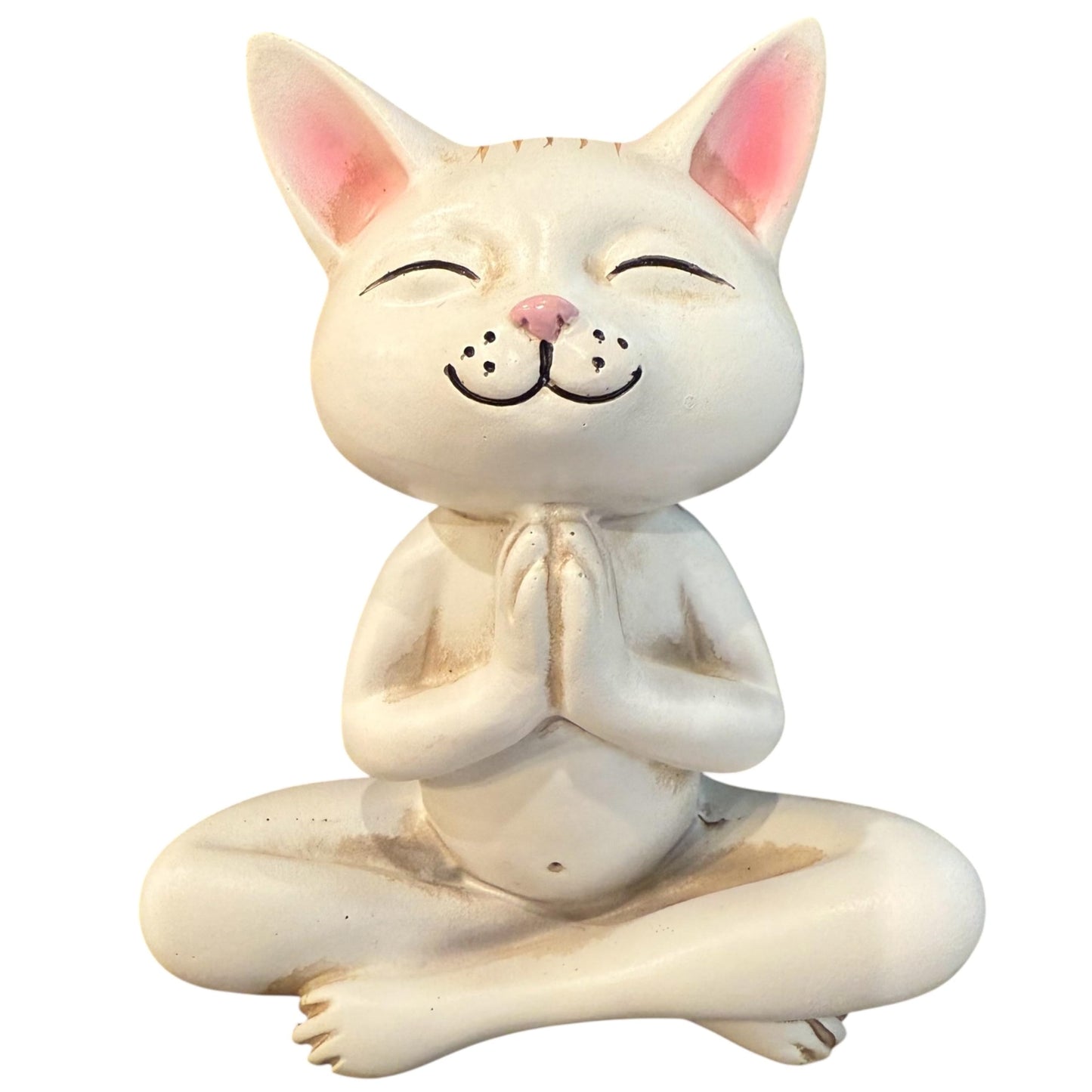 Top Brass Yoga Cat Figurine Statue – Meditating Praying Cat Desk Decor – Zen Home & Office Accent – Cute Resin Cat Sculpture for Shelf, Table or Gift – 5 Inch Mindful Cat Decor