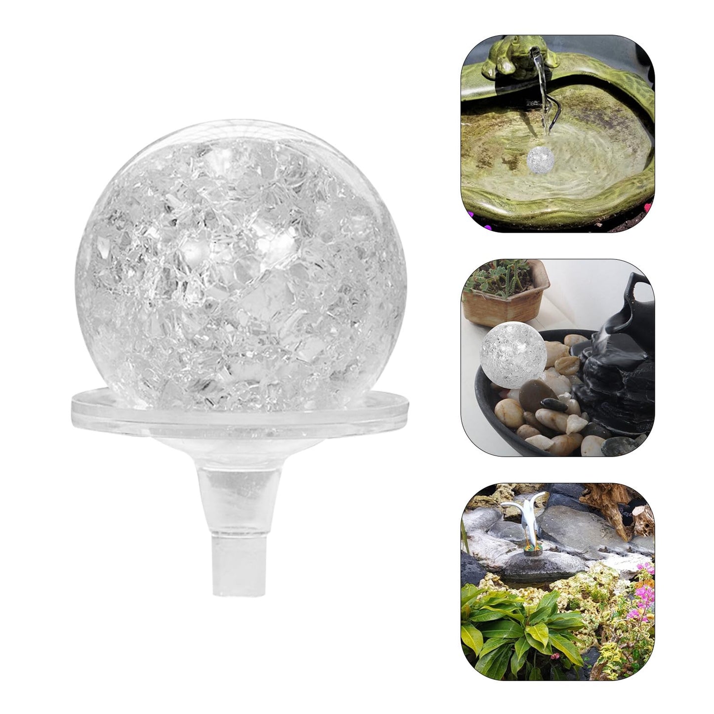 Decorative Sphere Set Clear Glass Ball Ornaments with Holder 2.75 X 1.96 X 1.96 in for Home Desktop Office Fish Tank Fountain DIY Rockery Decor 2 Balls 2 Holders