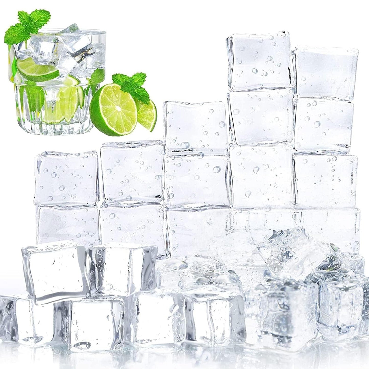 DomeStar 100PCS Clear Fake Ice Cubes, 1"x 1"x 0.8"Acrylic Fake Ice Vase Fillers Centerpiece Photography Accessories Food Props Table Scatter Decoration