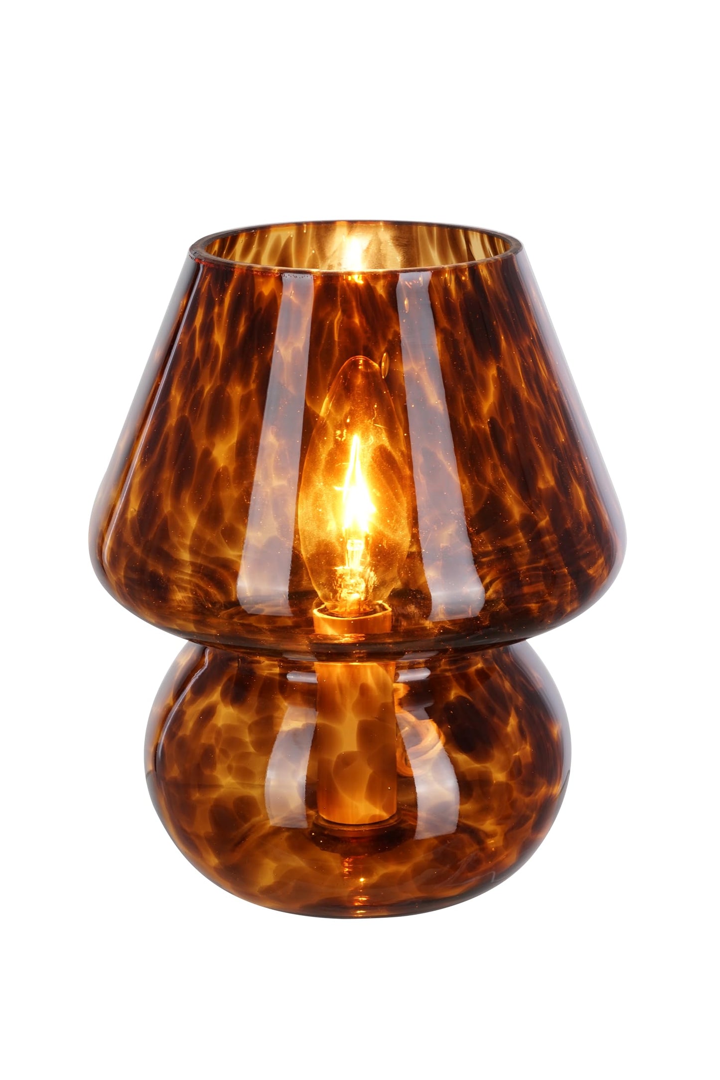 Catalina Lighting 8" Glass Mushroom Lamp, Brown Tortoise, Glossy Finish