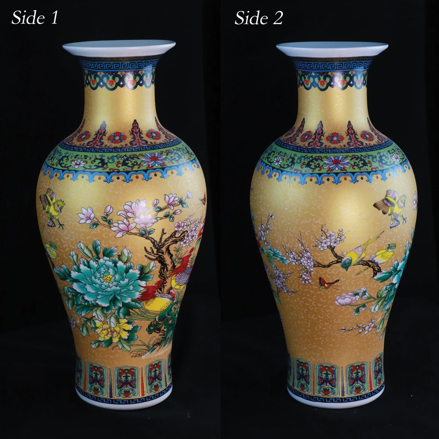 Kaolirra Large Ceramic Vase - 17 Inch Jingdezhen Enamel Modern Luxury Floor Vase for Living Room, Traditional Home Decor for Flowers, Elegant Housewarming Gift & Collection Art Piece (Gold)