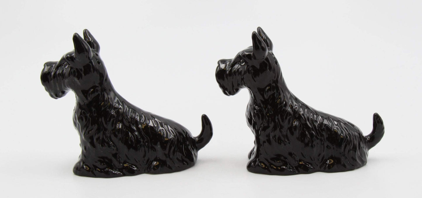 Cosmos Gifts Fine Ceramic Black Scottish Terrier Dog Salt & Pepper Shakers Set, 4" L