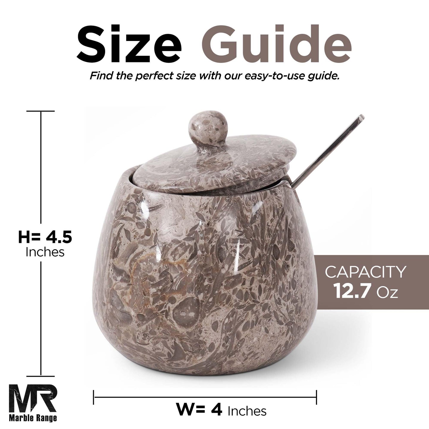 Oceanic Marble Salt Cellar with Lid – 4.5 Inch Table Salt Container, Salt Jar, Salt Dish, Salt Holder, Spice Jar, Sugar Bowl, Celtic Salt, Kitchen Countertop Decor