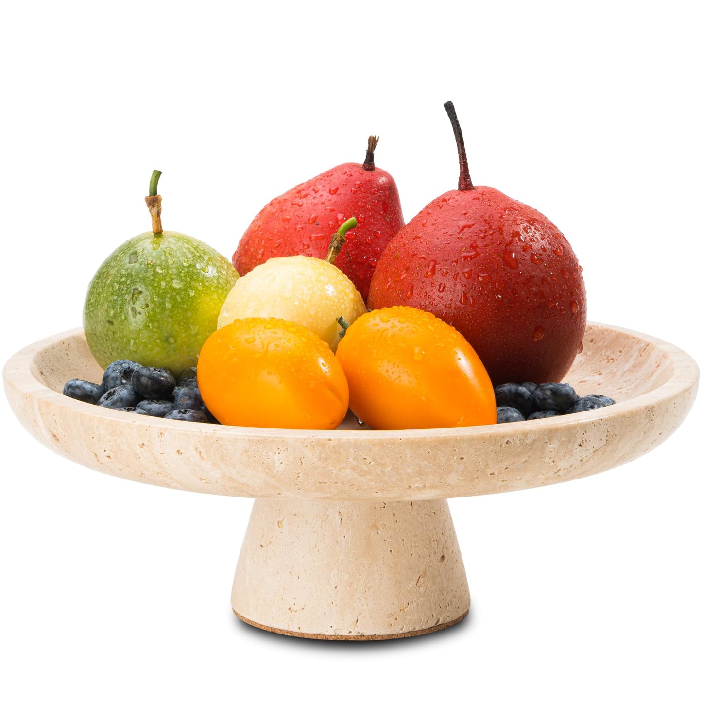 Leadfun Travertine Decorative Bowl, 10.2" Natural Stone Fruit Bowl for Kitchen Counter, Marble Decorative Bowl for Coffee Table, Entryway Key Bowl, Beige Home Décor