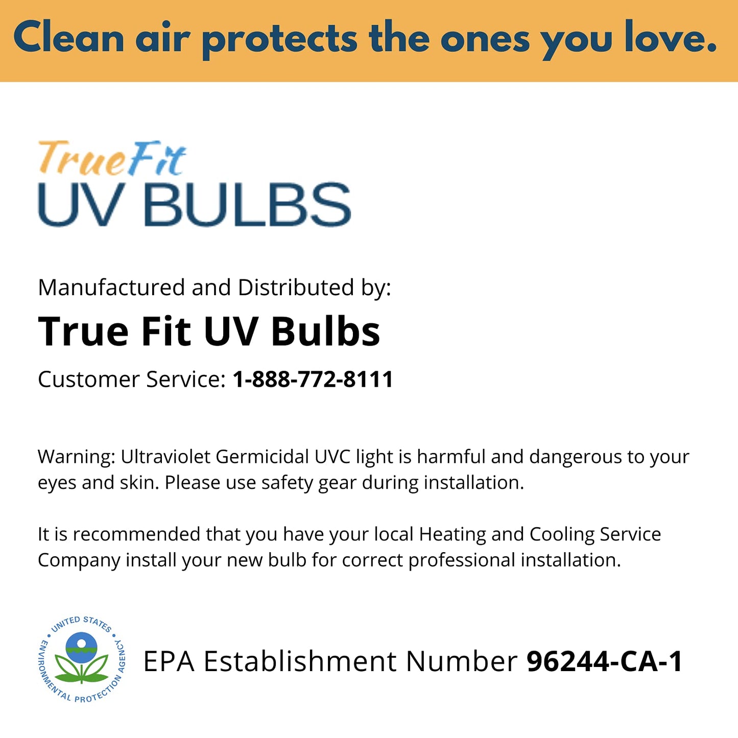 True Fit UV Bulbs Compatible with RainSoft AirMaster Ultra Air Purification System Replacement 2-Bulb Set LAHV90 (Germicidal Lamp) and LAHV90L (Ozone Lamp)