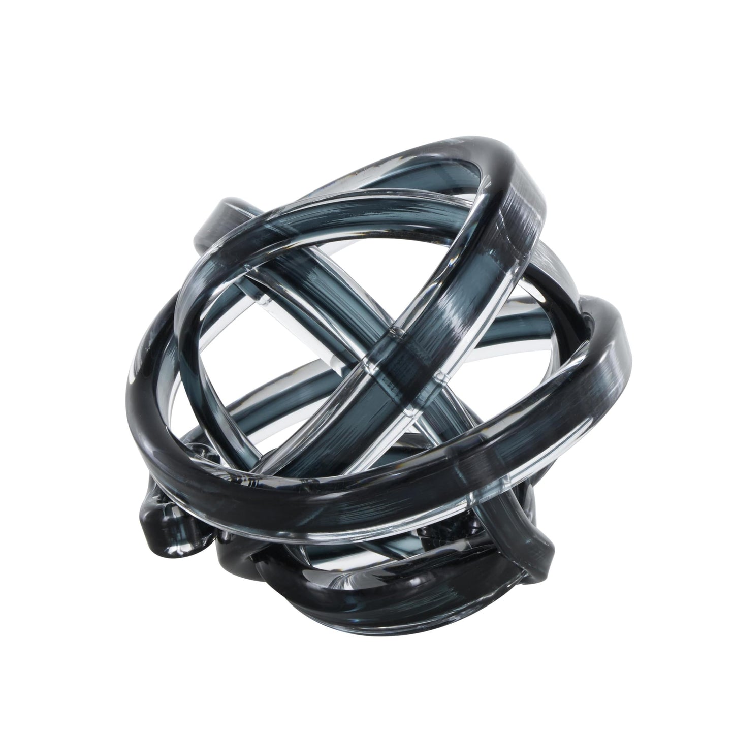 Deco 79 Glass Knot Decorative Sculpture Brushed Ombre Twisted Home Decor Statue, Accent Figurine 7" x 7" x 7", Dark Blue