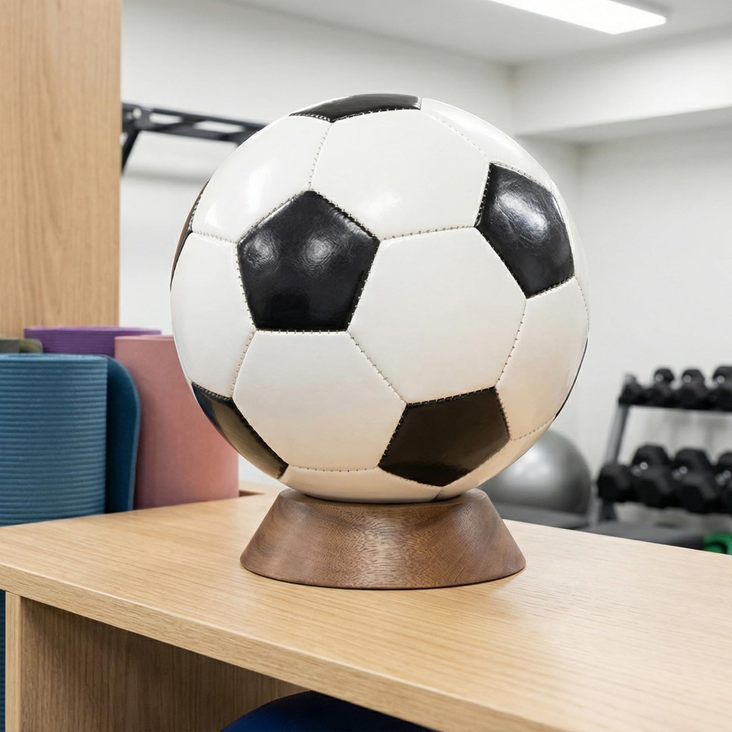 JUXYES Wooden Sphere Holder Display Stand, 3 Pack Large Wood Sport Ball Stand, Simple Round Display Easel Stands for Soccer Ball, Footballs, Baseball, Tolleyball, Basketball, Rugby