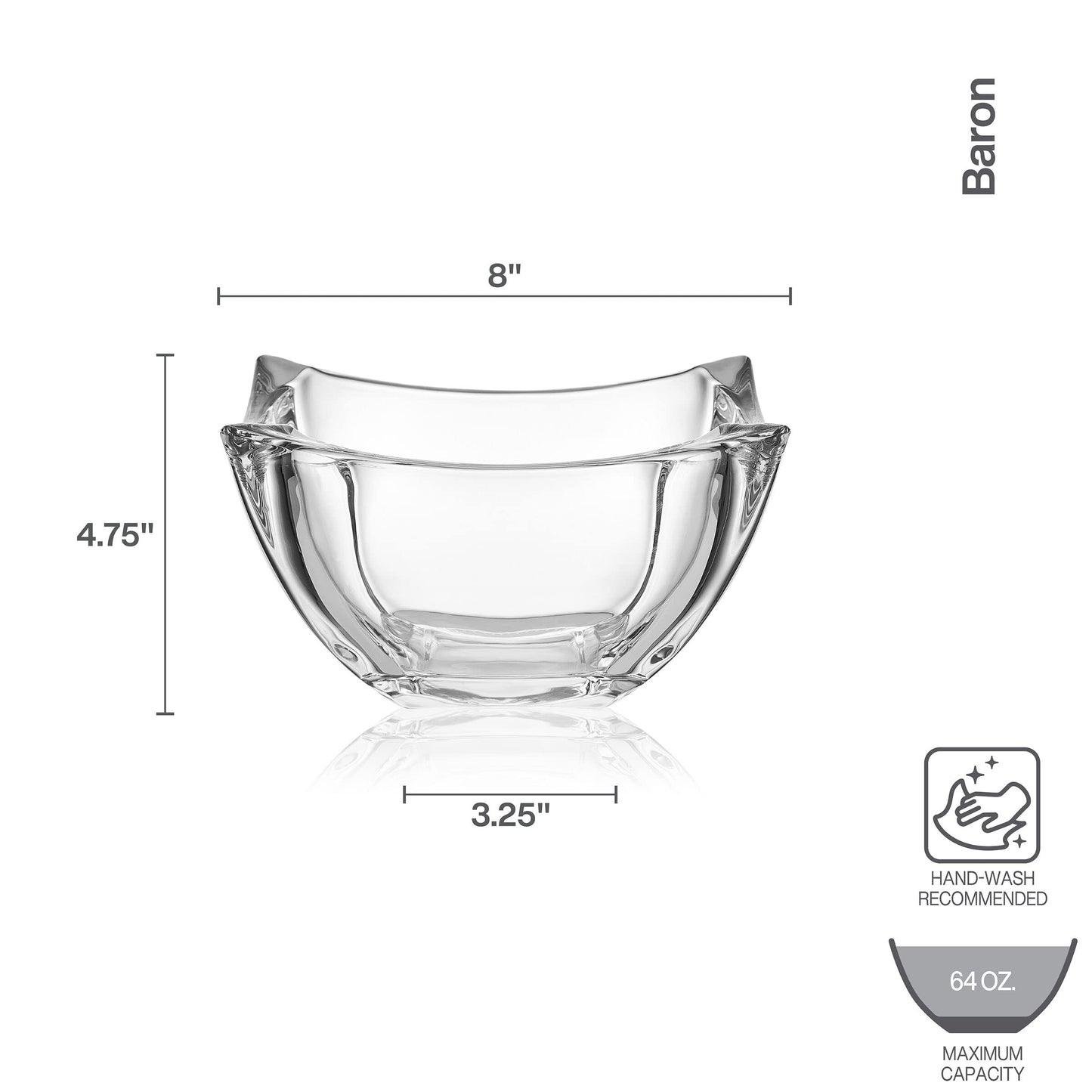 Mikasa Baron Crystal Square Bowl, 8 Inch