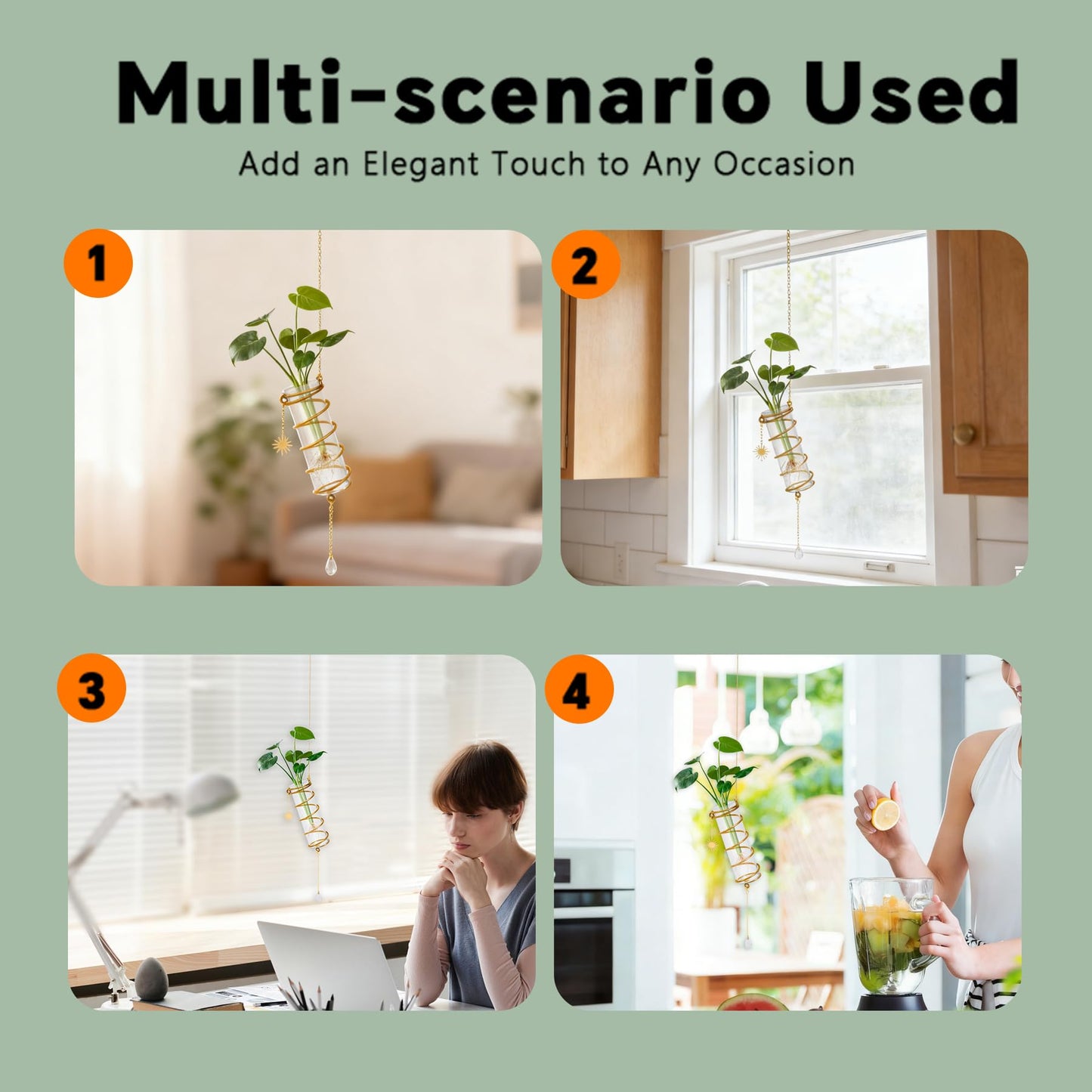 PERIZIA 3Pcs Hanging Plant Propagation Station, Glass Wall Planter Vases