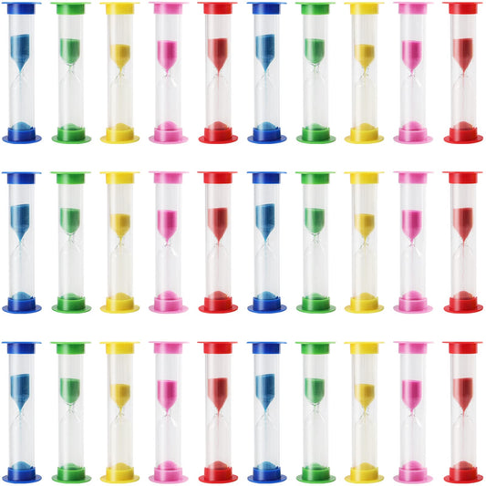 HEIHAK 30 PCS 1 Minute Sand Timer, Plastic Colorful Hourglass Timer, Visual Sand Clock Countdown Timer for Classroom Office Kitchen Decoration Party Favors