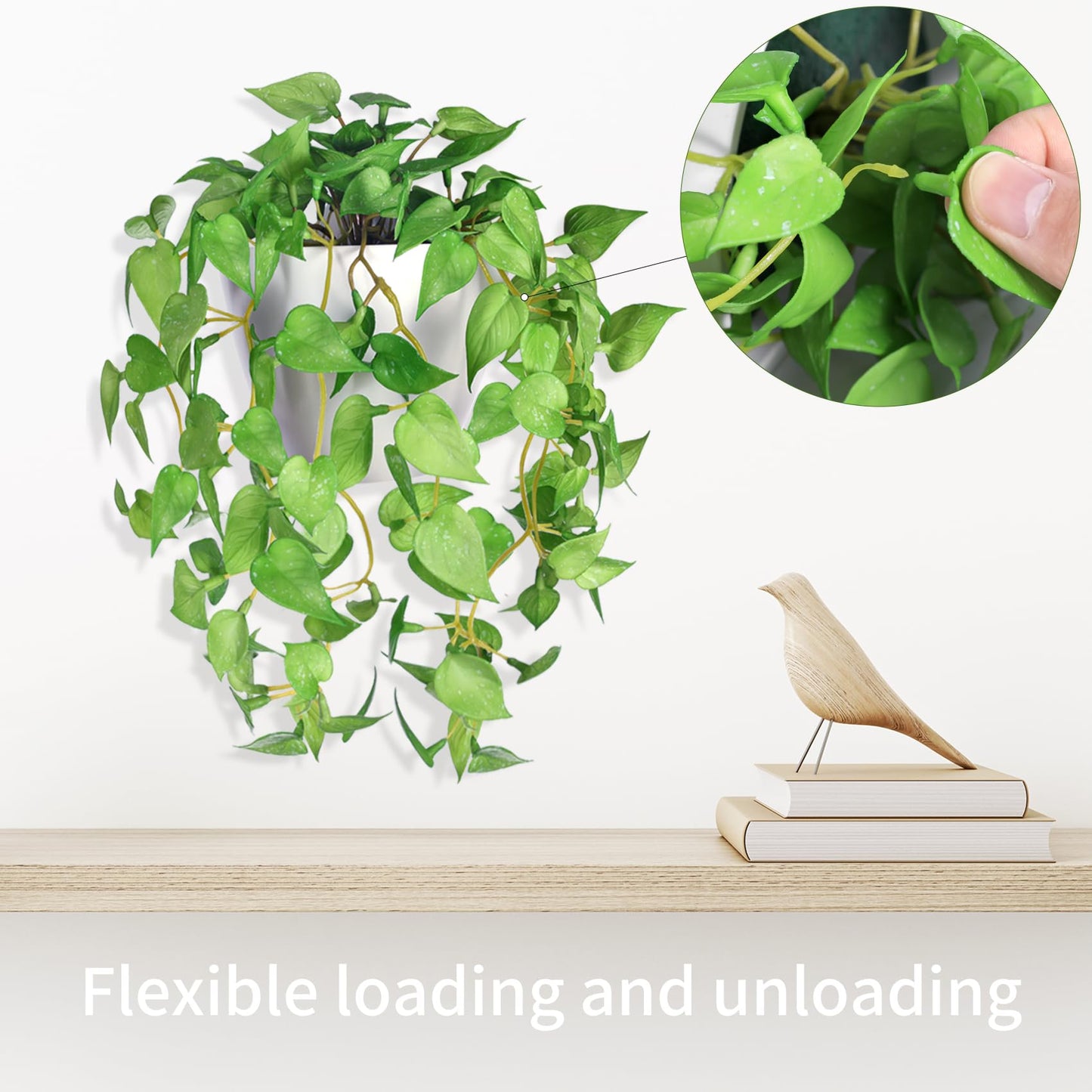 CXZXEEU Artificial Hanging Potted Plants Set of 2, Fake Eucalyptus Vine Plant with Half Pot Planters, Medium Faux Greenery for Wall Home Room Indoor Outdoor Decor