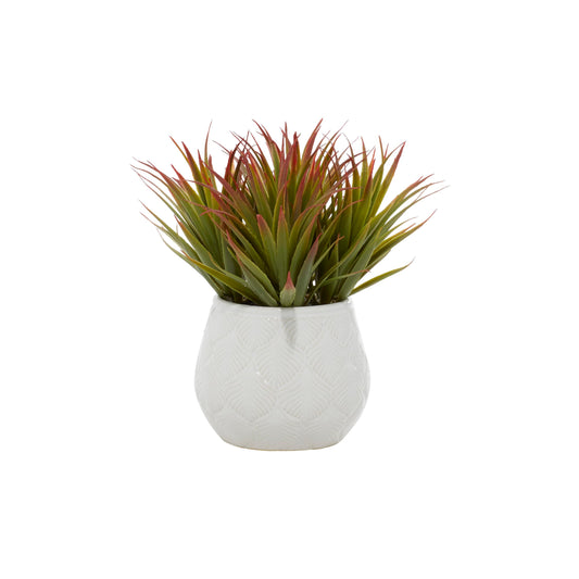 Deco 79 Faux Foliage Striped Stemmed Aloe Artificial Plant with Realistic Leaves and Ceramic Pot, 9" x 9" x 9", Green