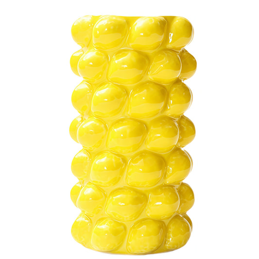 Top Ceramic Vase, Cool Unique Flower Vase, Elegant Handcrafted Home Decor, Antique Art Piece for Living Room, Bedroom, Office, Table Display (Yellow)