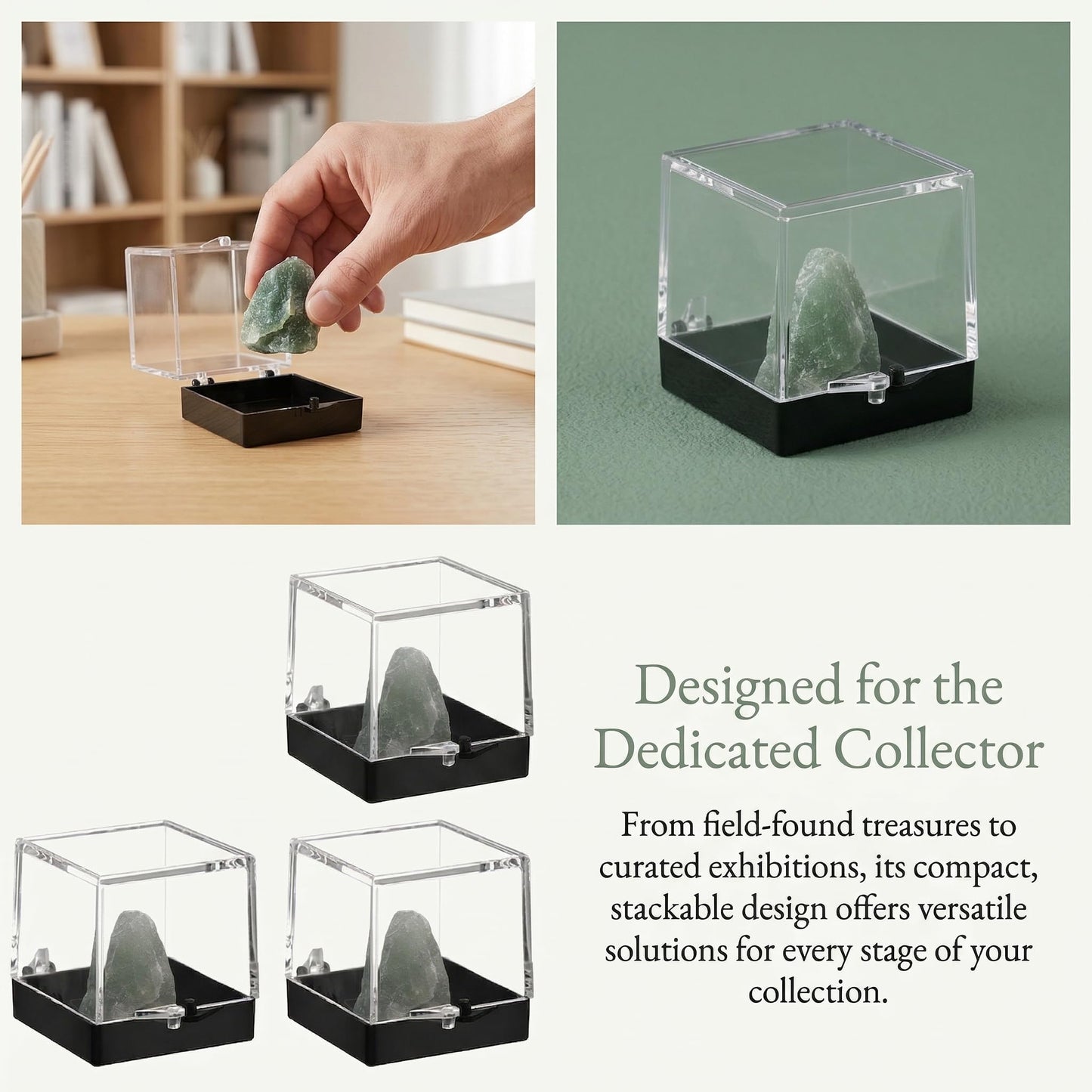12PCS Small Clear Box Plastic Transparent Mineral Display Box for Agate Slices Crystals Minerals Slab Coral Small Collectibles Natural Rock Science Samples