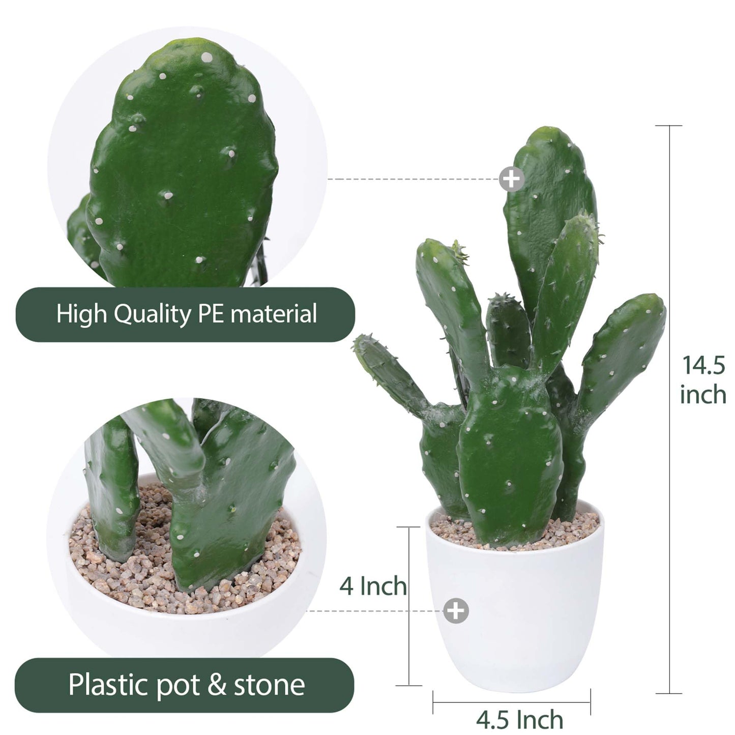 Yinleus 14Inch Artificial Cactus Faux Cacti Fake Cactus Saguaro Potted Plants for Indoor Outdoor Home Offices Store Decoration