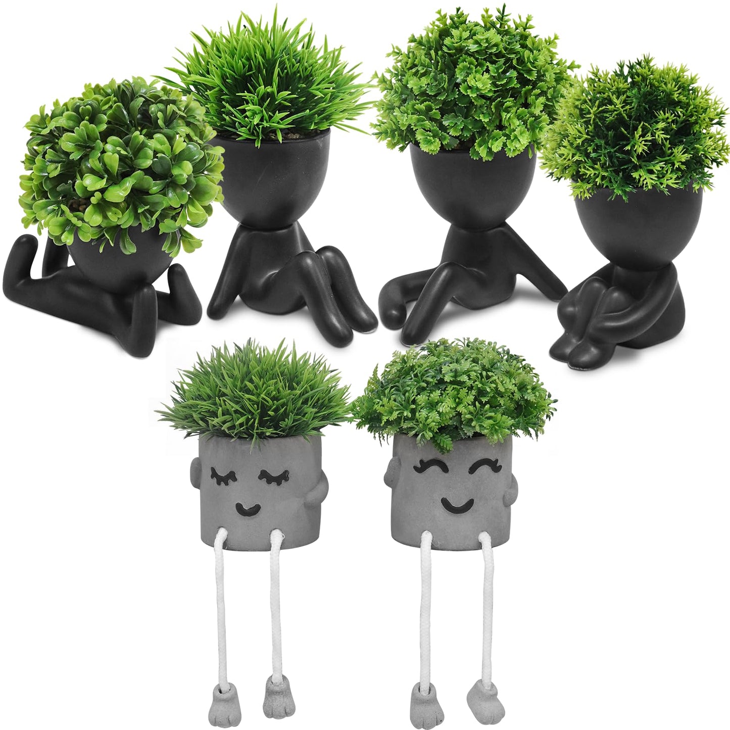 MAKHOT Artificial Succulent Plants in Pots, Fake Plants Faux Succulents Office Desk Decor, Mini Potted Succulents Coffee Table Decor for Women, Cute Decorations for Work Office Plants