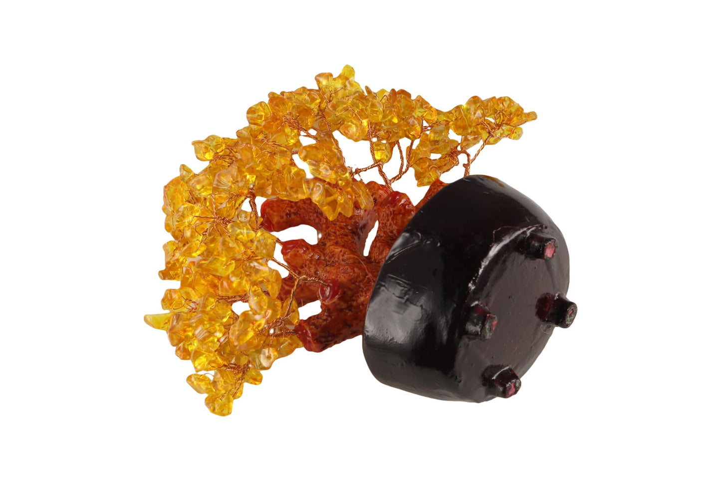 Feng Shui Natural Yellow Quartz Crystal Money Tree Tabletop Decor Statue Bonsai Feng Shui Gem Decoration for Wealth and Luck