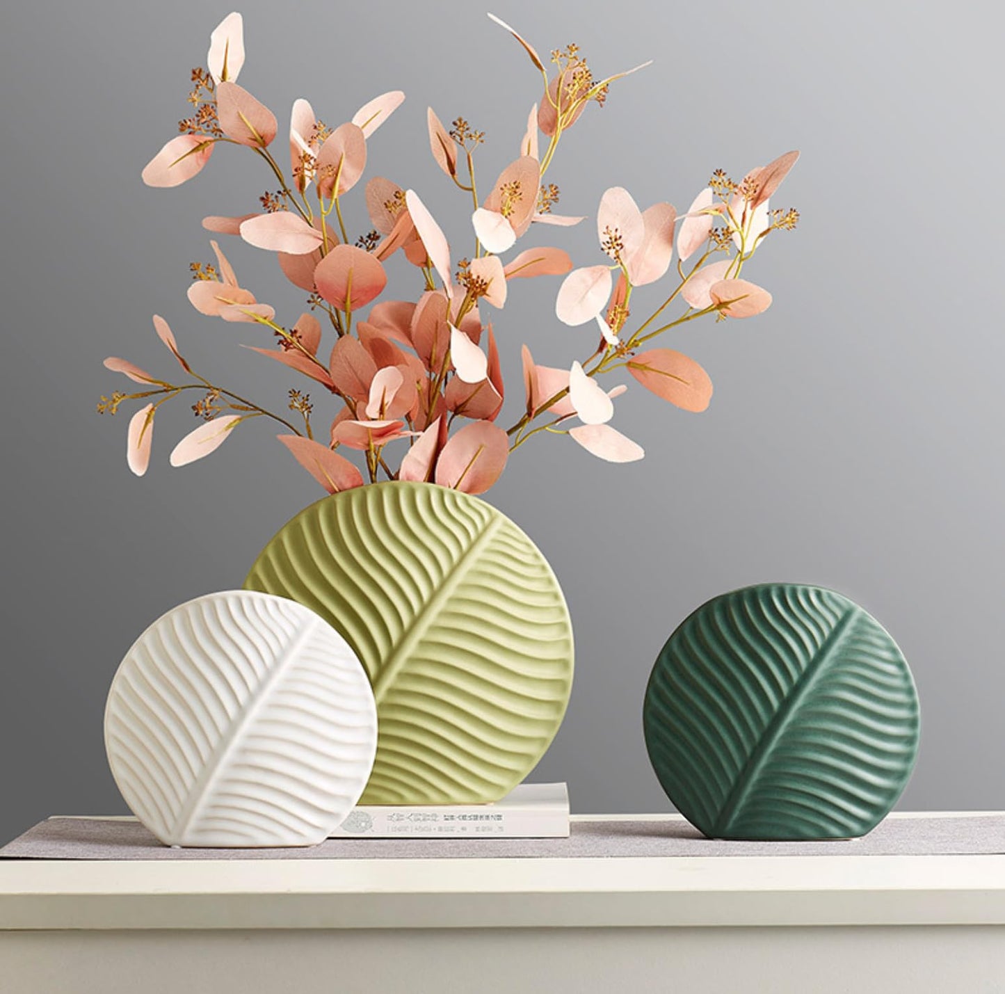 AzulHome Ceramic Vase - Decorative Flower Vase for Modern Table Shelf Decor, Nordic Minimalism Aesthetic Boho Style Decor for Bedroom Living Room Office Entryway Centerpiece Solid White
