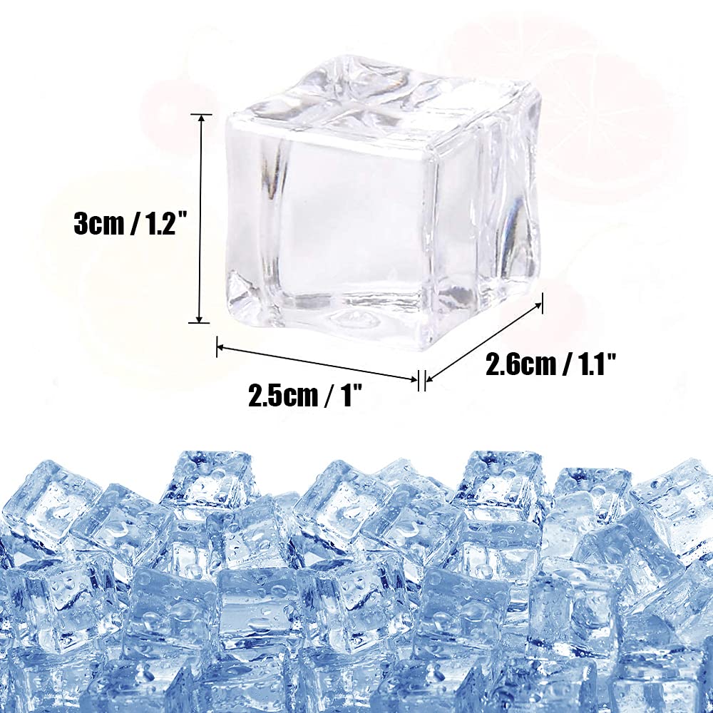 HUIANER Fake Clear Acrylic Plastic Ice Cubes Square Shape for Display or Photography, Good for Photography Props or Home Decorate 20 Pcs 1.2 inch
