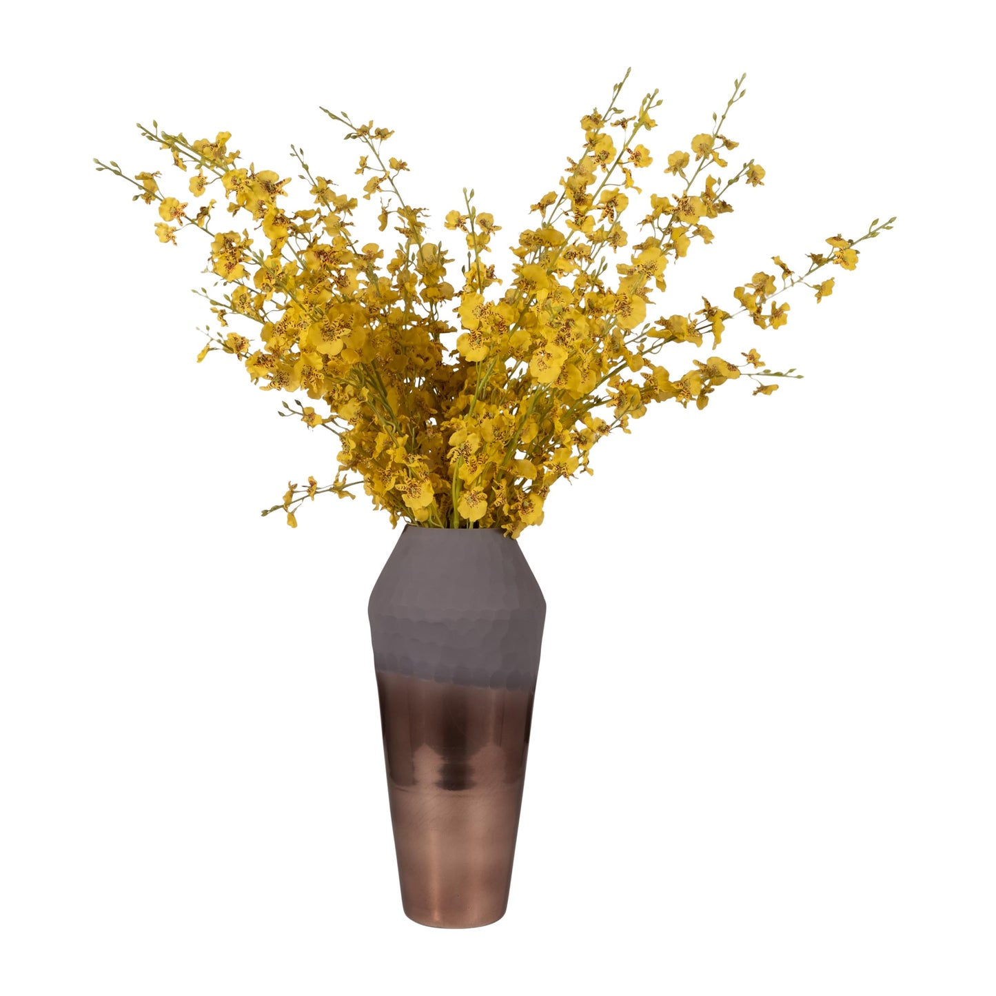 Sagebrook Home Glass Metallic Cylinder Hammered 2Tone Handcut Vase
