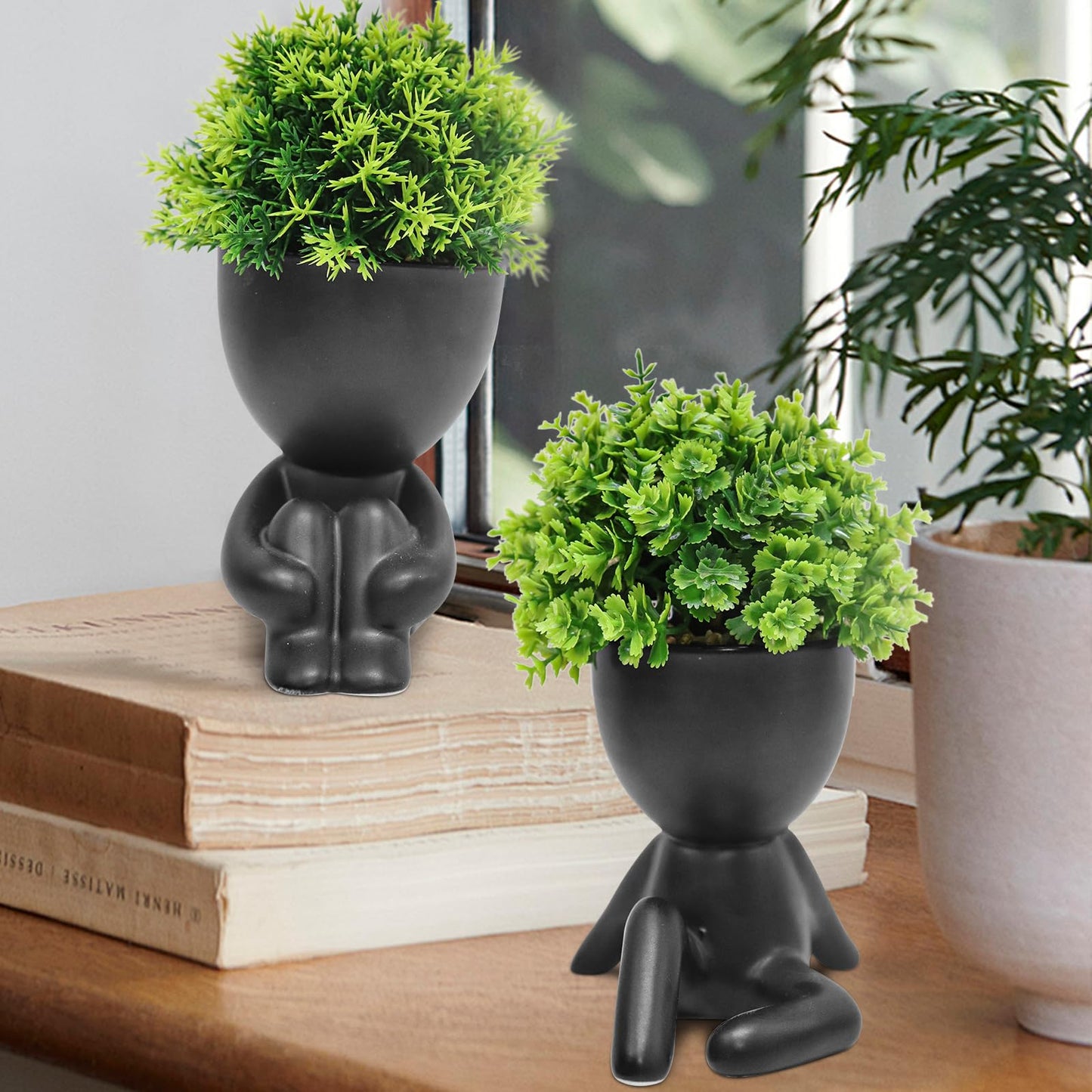 MAKHOT Artificial Succulent Plants in Pots, Fake Plants Faux Succulents Office Desk Decor, Mini Potted Succulents Coffee Table Decor for Women, Cute Decorations for Work Office Plants