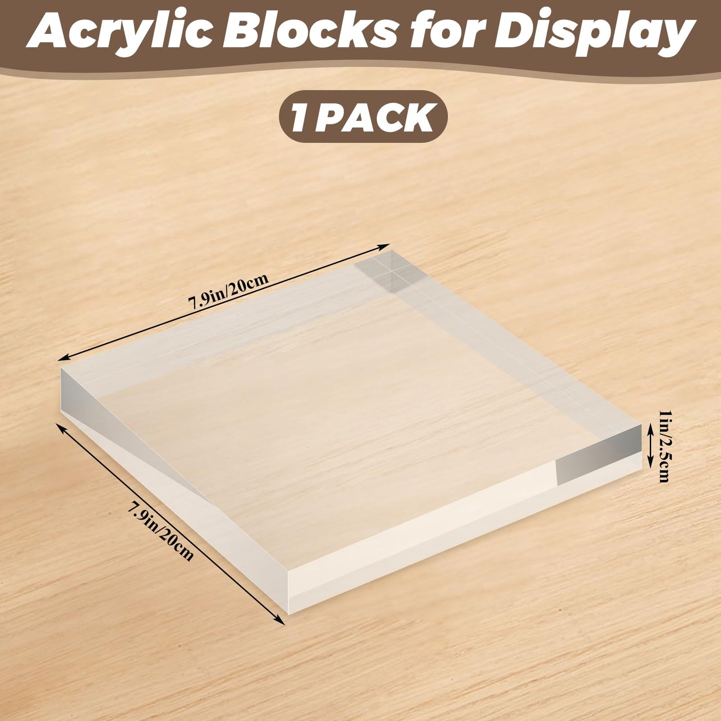 LDHHYH 1 Pack 8 x 8 x 1 Inch Acrylic Block for Display, Acrylic Base Stand, Clear Polished Acrylics Cube, Trophy Base Jewelry Display Stand Pedestal Stand for Collectibles Jewelry Props Plant Display
