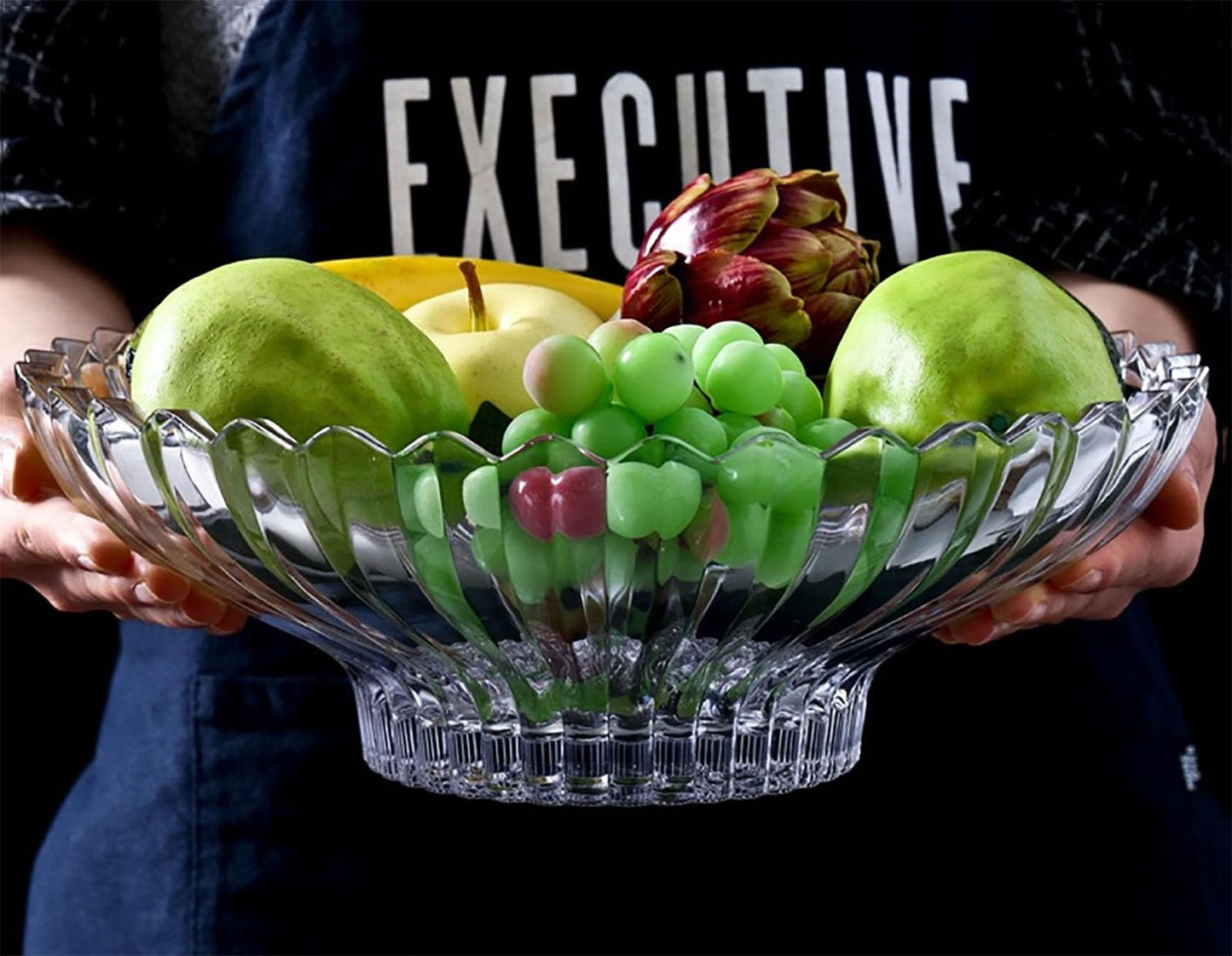 Rxcvkmw Glass Fruit Bowl or Decorative Bowl, used for Kitchen counter or living room center table decoration, 12 inch Fruit Bowl or Center Bowl (White)