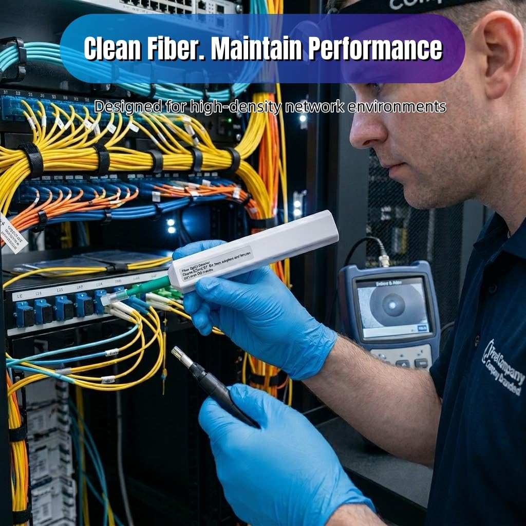 Fiber Optic Pen Cleaner for SC/ST/FC, 2.50mm UPC/APC Ferrule Cleaner,One-Push Fiber Optic Cleaning Tool with Extendable Probe (2.38” to 3.63”), 800+ Cleans per Unit, Anti-Static - 5 Pack