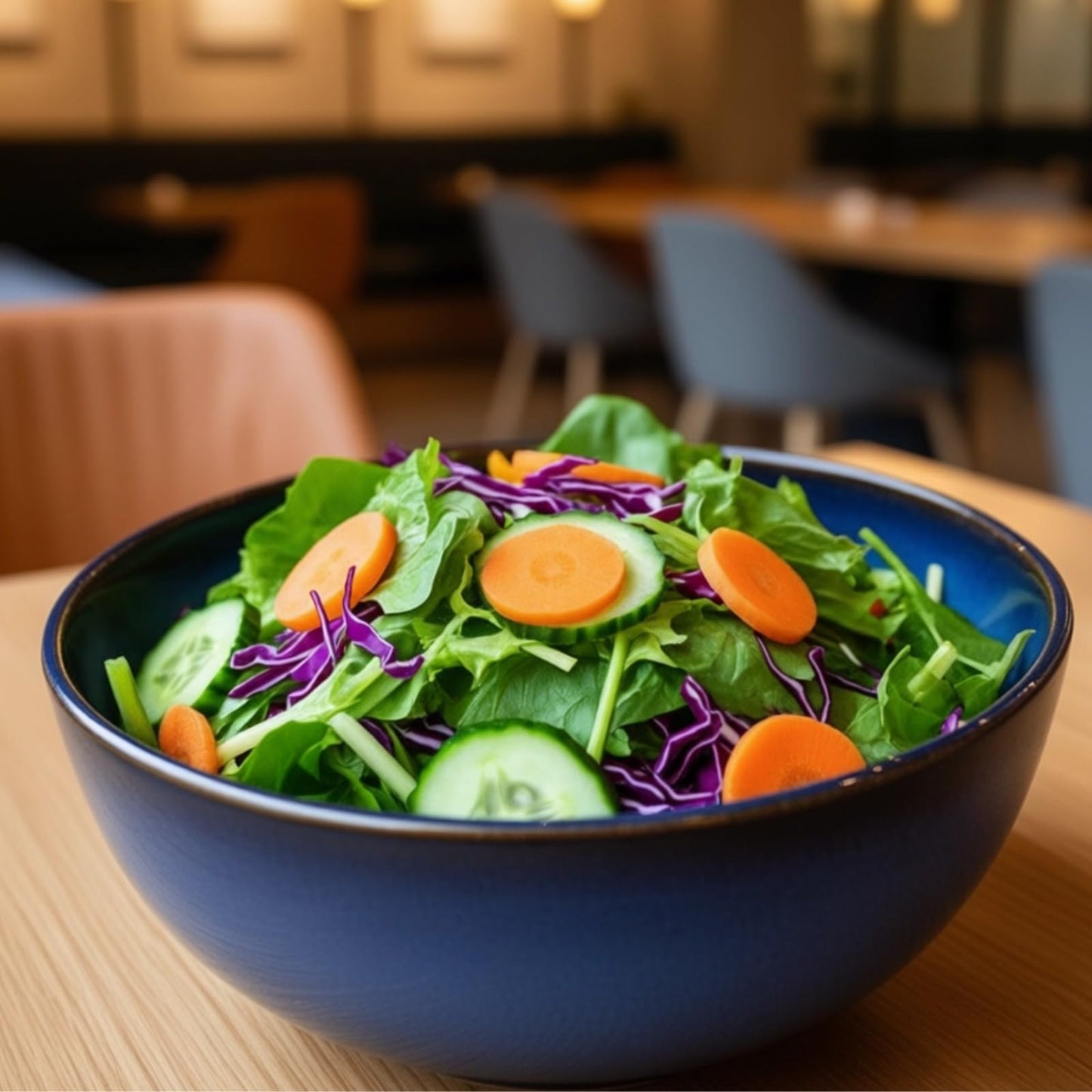 Cat's Eye Blue Ceramic Large Salad Bowl, 9 in/23 cm Wide Mouth Serving Bowl, Extra Large Capacity for Parties, Family Meals, Fruit and Pasta, Unique Glazed Design, Long-lasting Dishwasher Safe