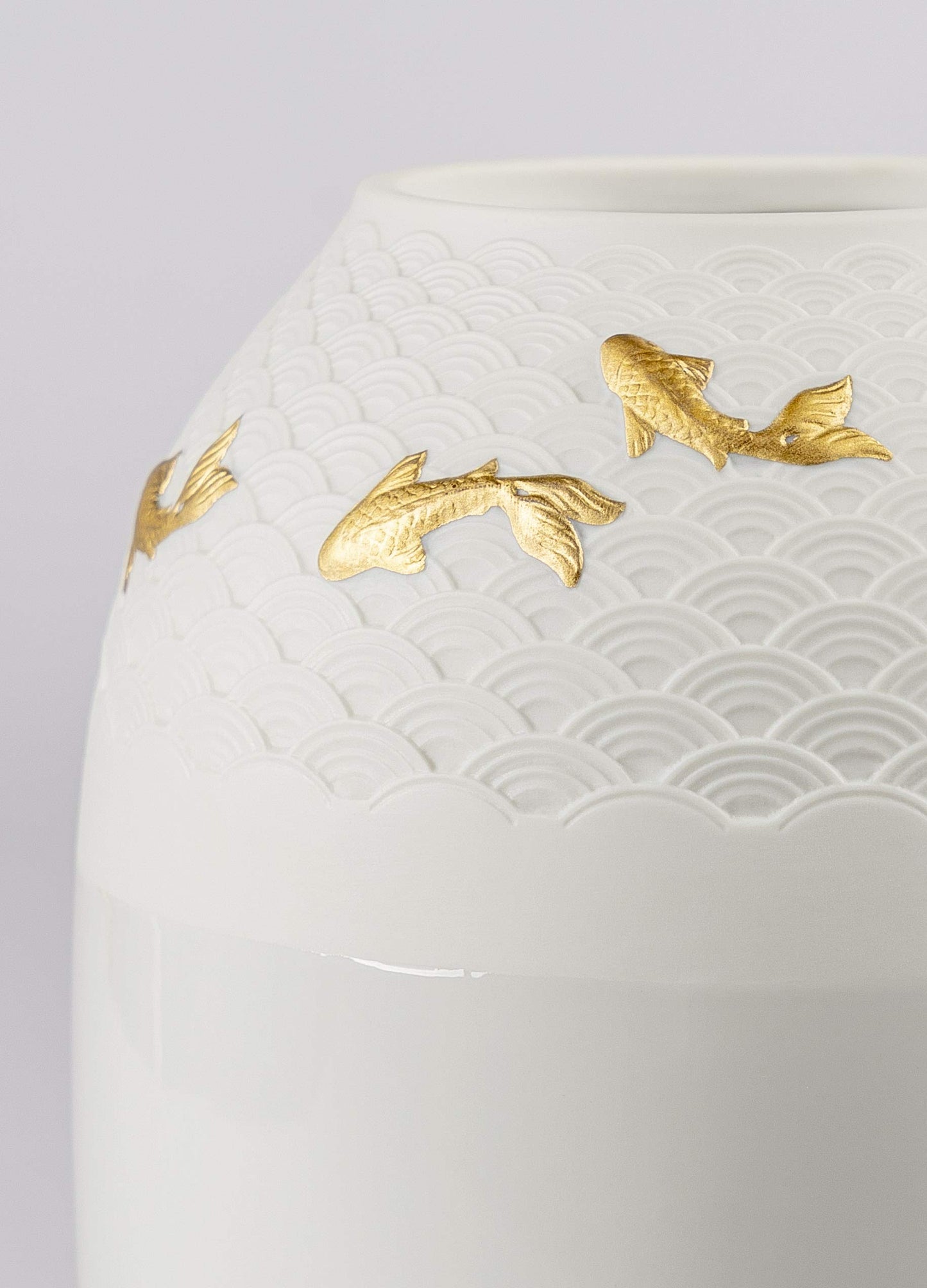 LLADRÓ Koi Vase. Golden Luster. Porcelain Vase.