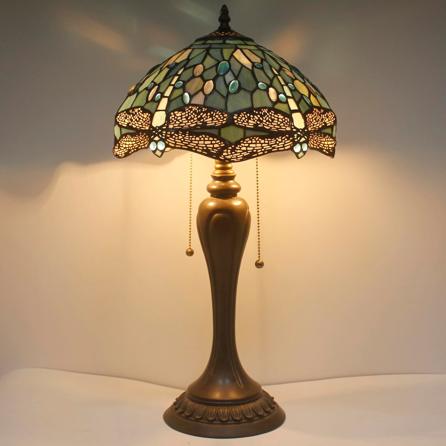 WERFACTORY Tiffany Table Lamp Stained Glass Bedside Lamp Desk Reading Light
