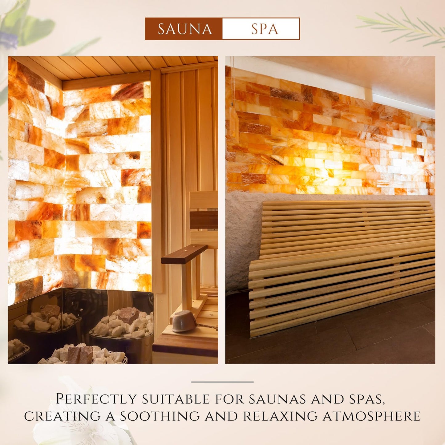 Swiffen 6 Pcs Himalayan Salt Tiles for Sauna Spa, 8 x 4 x 2 Inches, Natural Pink Salt Bricks Bulk Stone Blocks for Building Sauna Room, Spa Walls, Massage, Dry Aging, Wellness Centers, Home DIY Decor