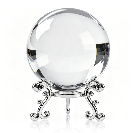 ZEERSHEE 3.9in Crystal Ball with Stand, Photography Prop for Decor