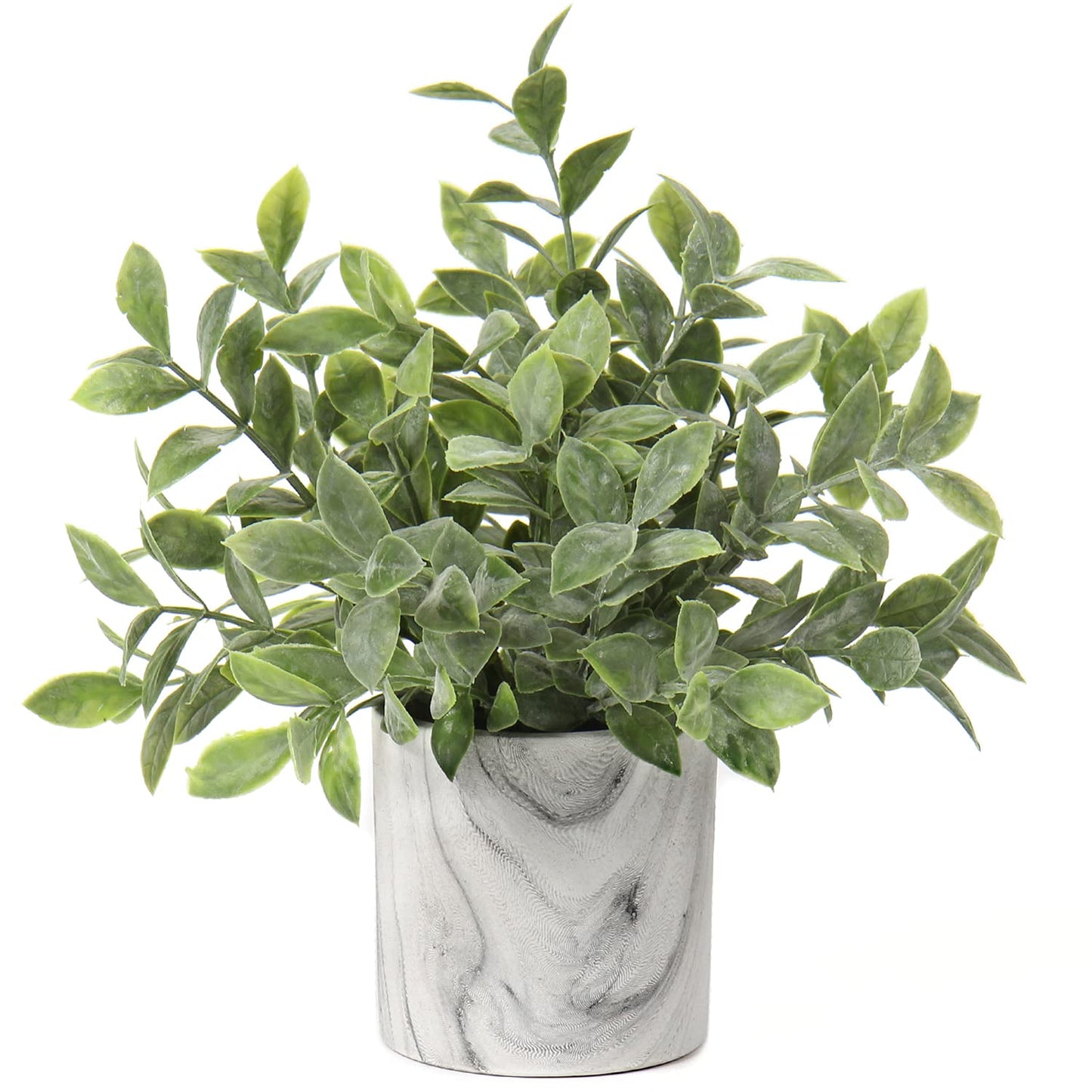 Hollyone Mini Artificial Potted Plants Fake Plants in Marble Pots, 1Pcs Plastic Eucalyptus Greenery Faux Plants for Home Office Desk Room Centerpiece Shelf Décor