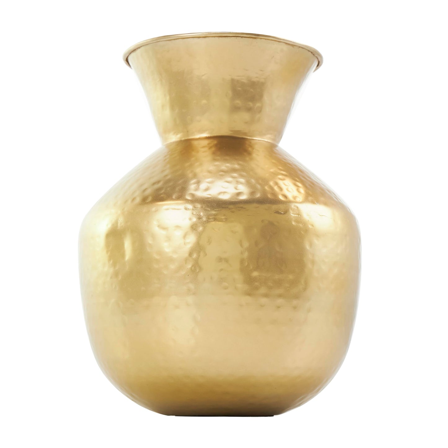 Deco 79 Metal Decorative Vase Hammered Spotted Centerpiece Vase with Fluted Top, Flower Vase for Home Decoration 10" x 10" x 13", Gold
