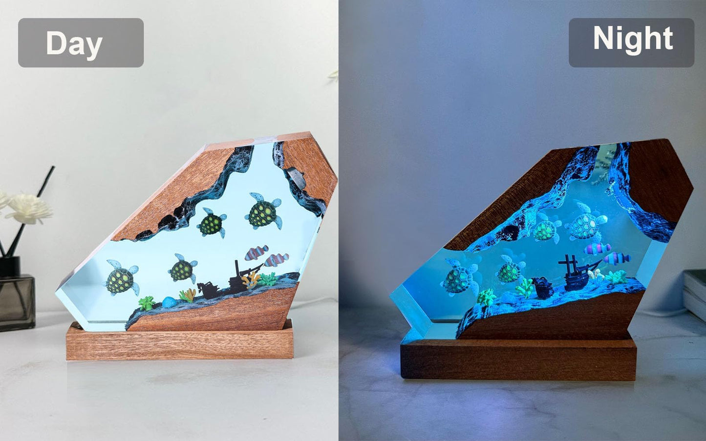 Sea Turtle Ocean Resin Lamp, Handmade Resin Night Light for Home Decor
