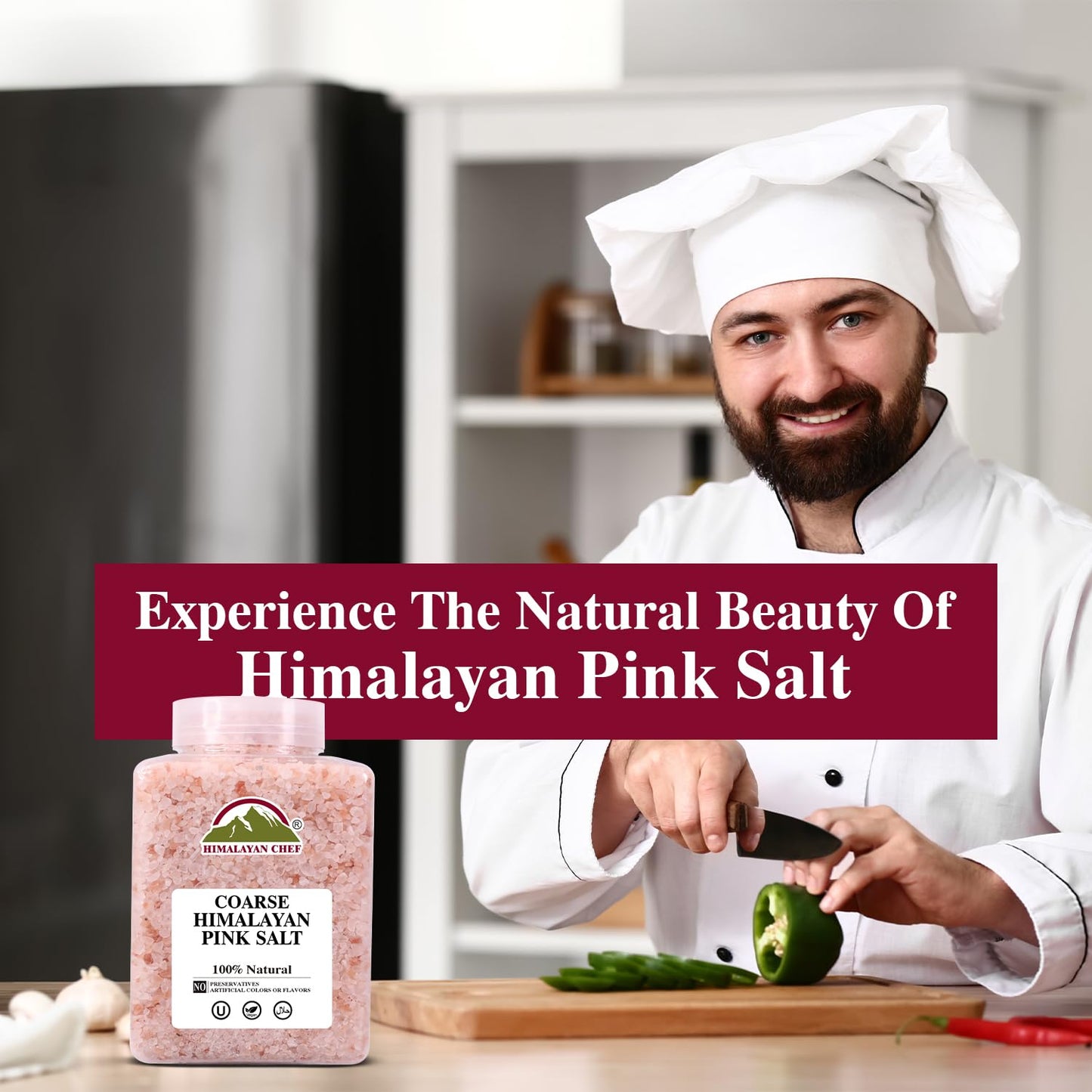 Himalayan Chef Himalayan Pink Salt 80 oz (2.26kg), Non-GMO, Kosher, Coarse Grain, Nutrient and Mineral Dense for Health, Gourmet Pure Crystal Pink Salt, Pink Salt for Grinder, 5 Pound (Pack of 1)