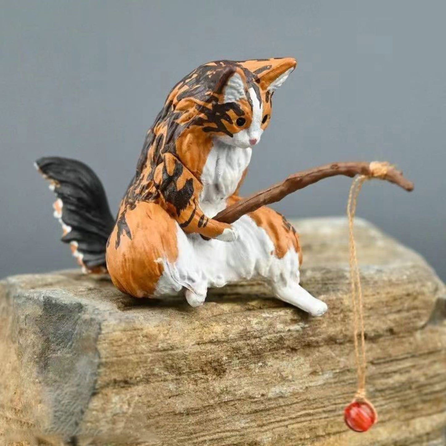 Asukohu Miniature Fishing Cat Aquarium Decor Mini Animal Figurine Statue Aquarium Animal Decorations Small Fishing Cat Miniature Figurines Set for Freshwater Saltwater Fish Tanks Decor