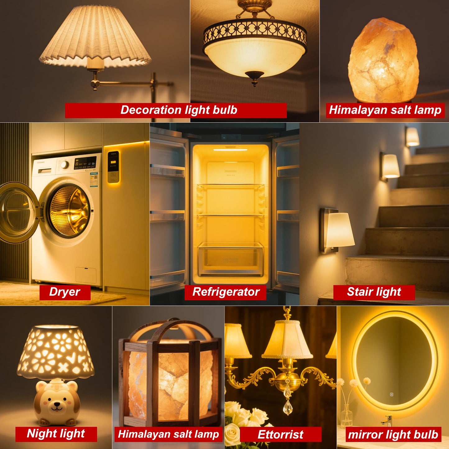 Megereet E12 LED Candelabra Base Night Light Bulb 1 Watt Equivalent 10W 15W, AC120V 2700K Warm White C7 E12 Small Bulbs for Salt Lamp Appliance Bulb Decorative String Lights, 4 Pack