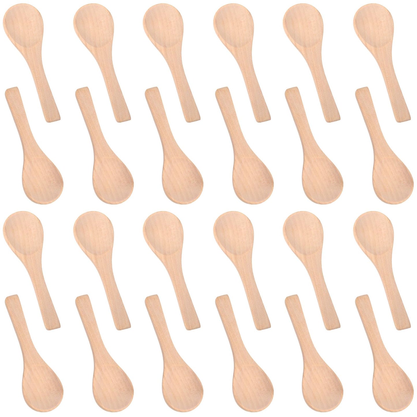 Boao 24 Pcs Small Wooden Spoons, 3.5'' L, Mini Wood Natural Tiny Spoons Wooden Little Teaspoons for Jars Sugar Creamer Honey Spices Salt Kitchen Supplies (Light Wood)