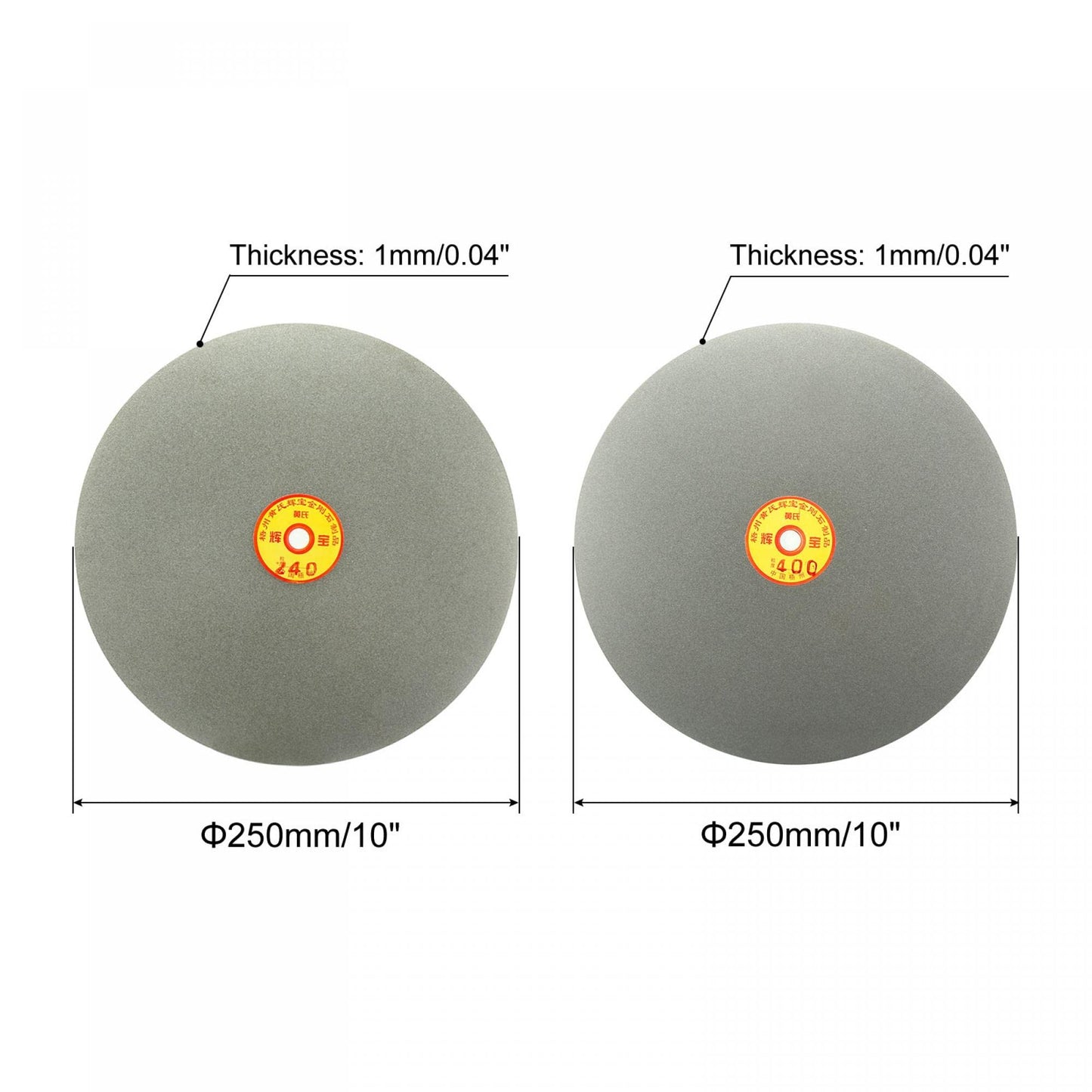 uxcell 250mm 10-inch 240 & 400 Grit Diamond Coated Flat Lap Disk Wheel Grinding Sanding Disc