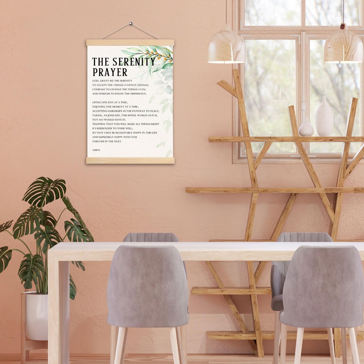 pouep Bible Verse Wall Decor, The Serenity Prayer Canvas, Motivational Framed Decor, Christian Gifts, 12.5x17 Inches, White